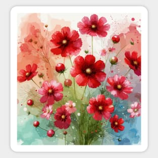 Red Cosmos Flower Sticker